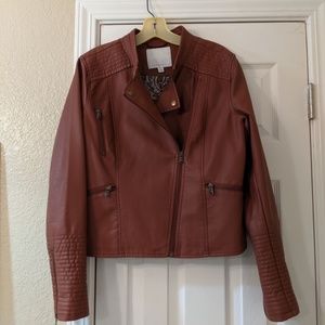 Anthropologie Rust Faux Leather Moto Jacket